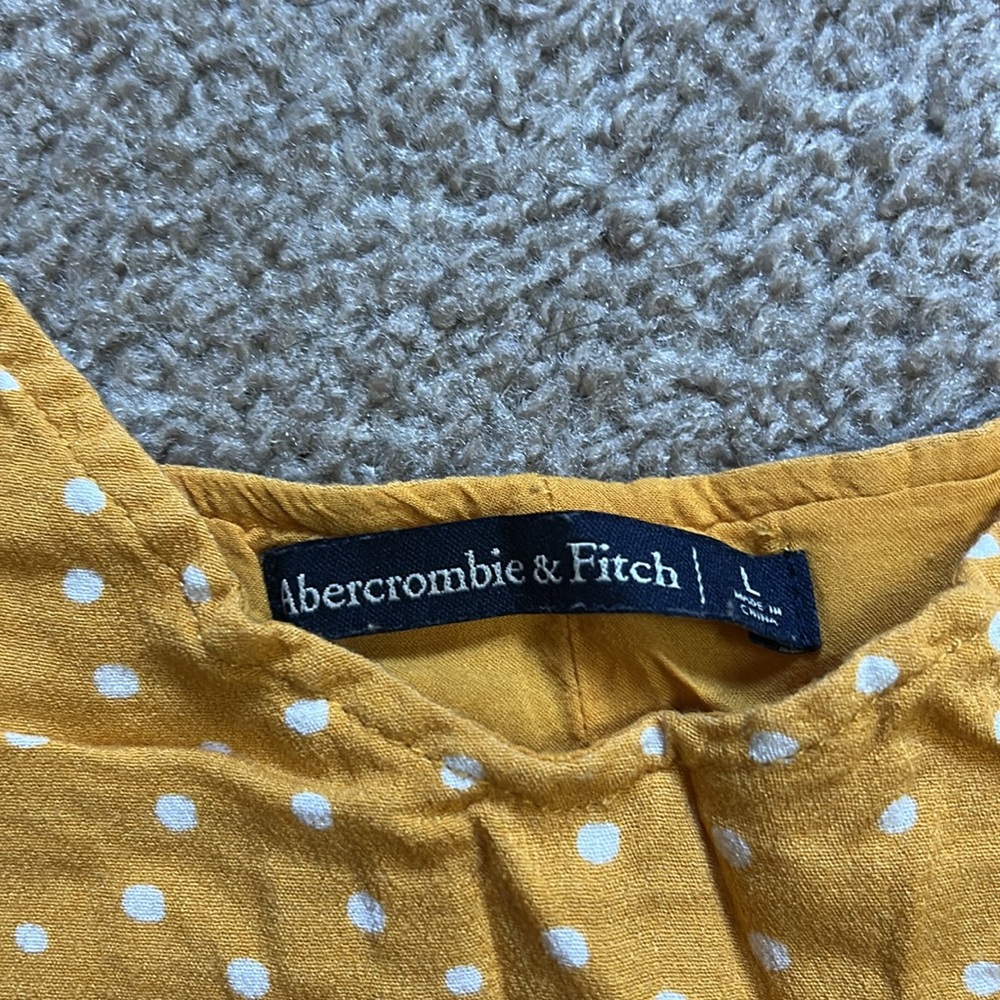 Abercrombie and Fitch Women’s Yellow Polka Dot Midi Dress size Large L - Picture 5 of 7